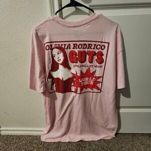 Olivia Rodrigo GUTS World Tour New Pink T Shirt Men's XL Hot Topic
